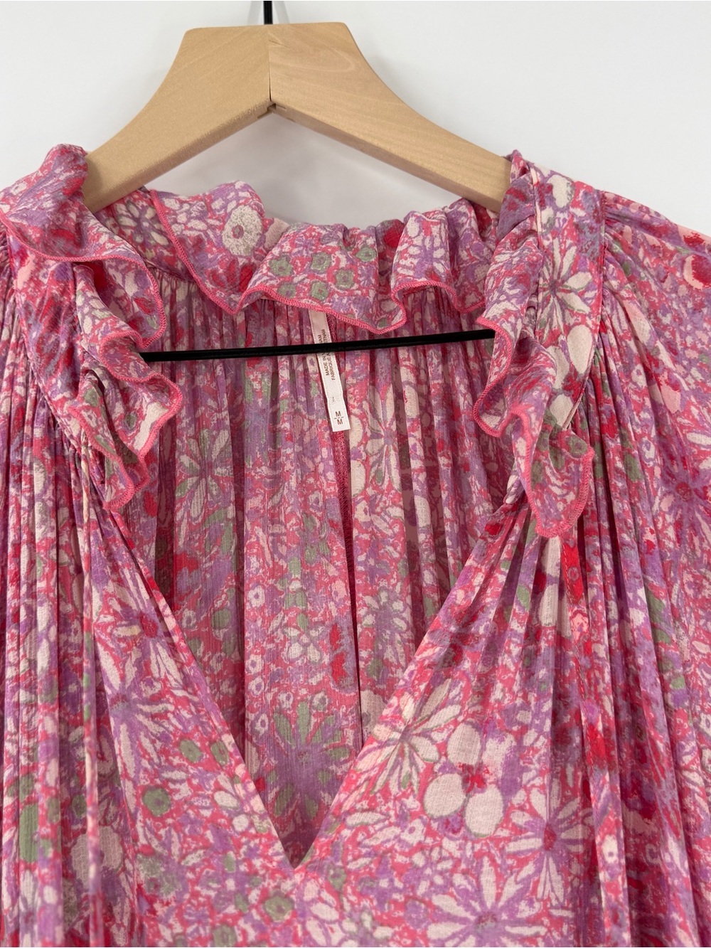 Free People Feeling Groovy Maxi Dress Pink Floral Tiered Flowy M - Picture 4 of 6